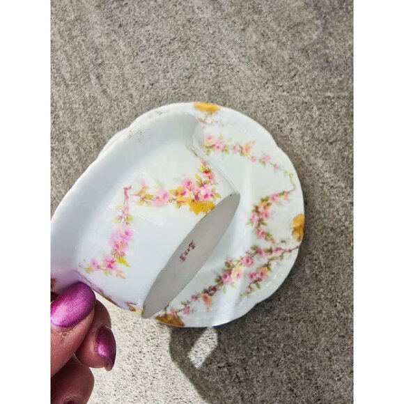 Haviland Limoges France Varenne Pink Rose Bone China Ramekin & Saucer Set Of 5 - Picture 8 of 11